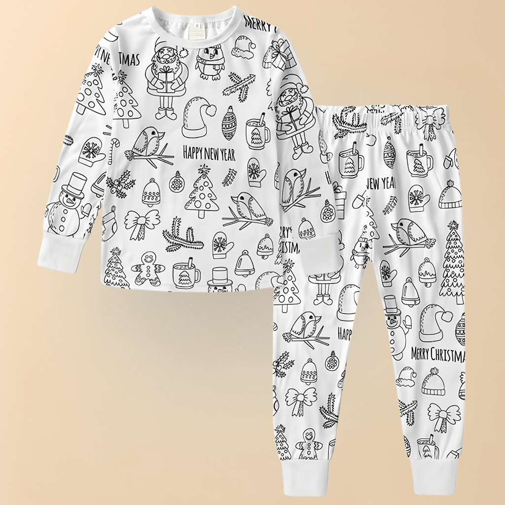 Kerst Pyjama voor Kinderen – Fijne Kerst en Nieuwjaar – Zachte Stof