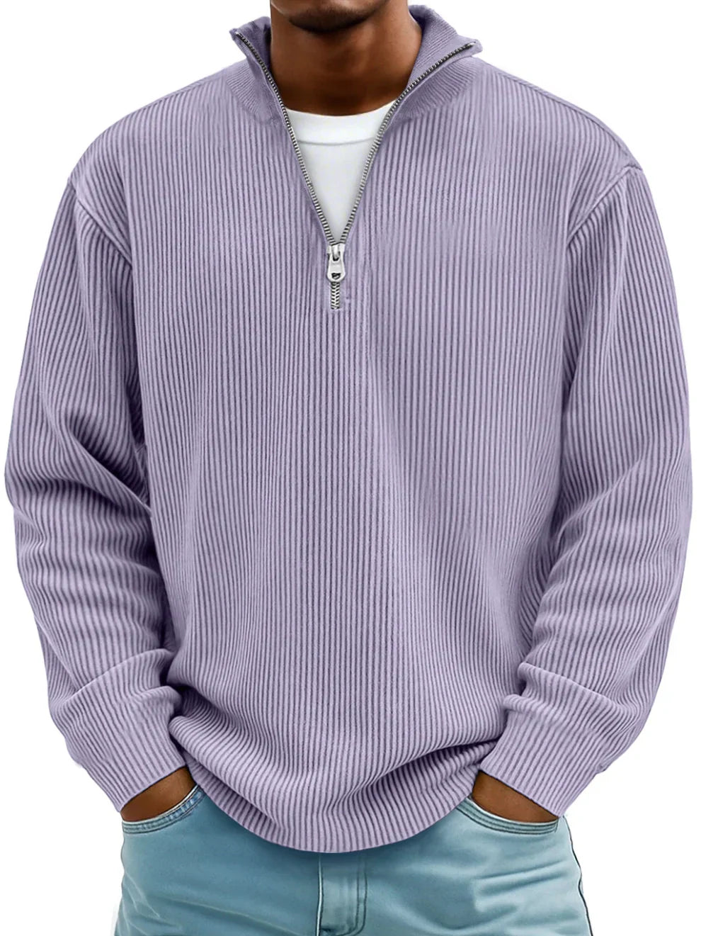 Heren Pullover – Met Rits – Gestreept Ontwerp – Voor Casual Gebruik