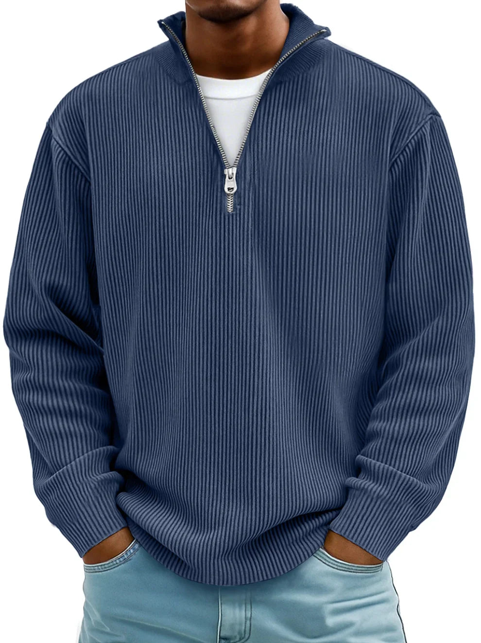 Heren Pullover – Met Rits – Gestreept Ontwerp – Voor Casual Gebruik