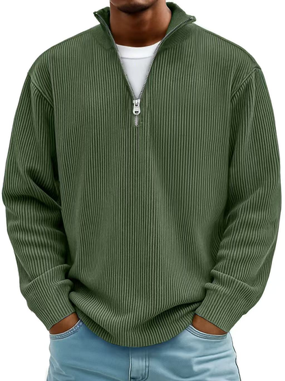 Heren Pullover – Met Rits – Gestreept Ontwerp – Voor Casual Gebruik