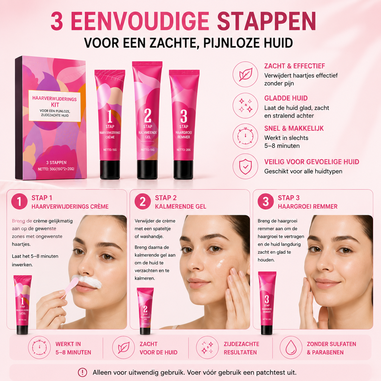 Fittershape Hair Remover Kit – crème, gel & lotion voor pijnloze ontharing