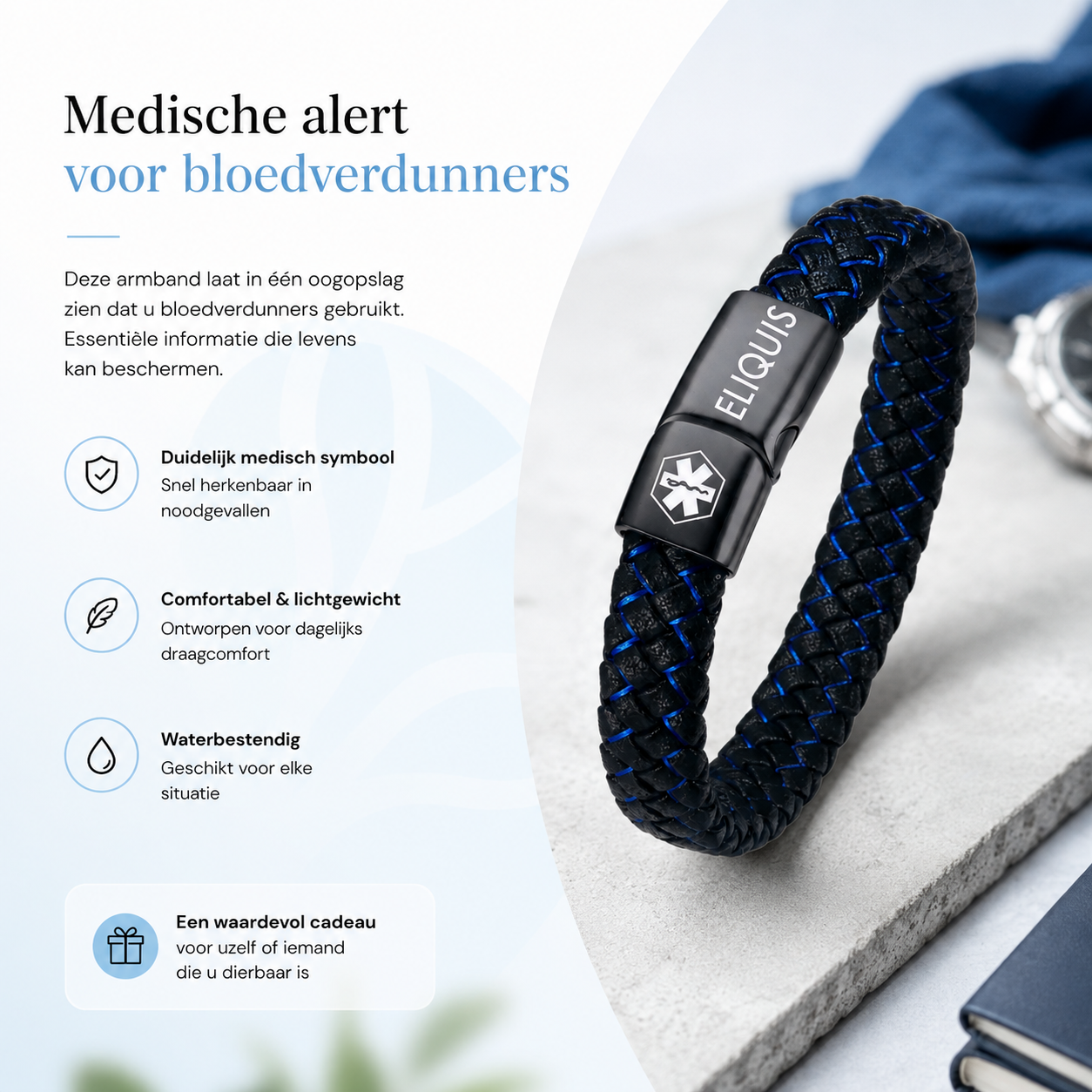 Fittershape Eliquis Bracelet – medische alertheid voor bloedverdunners