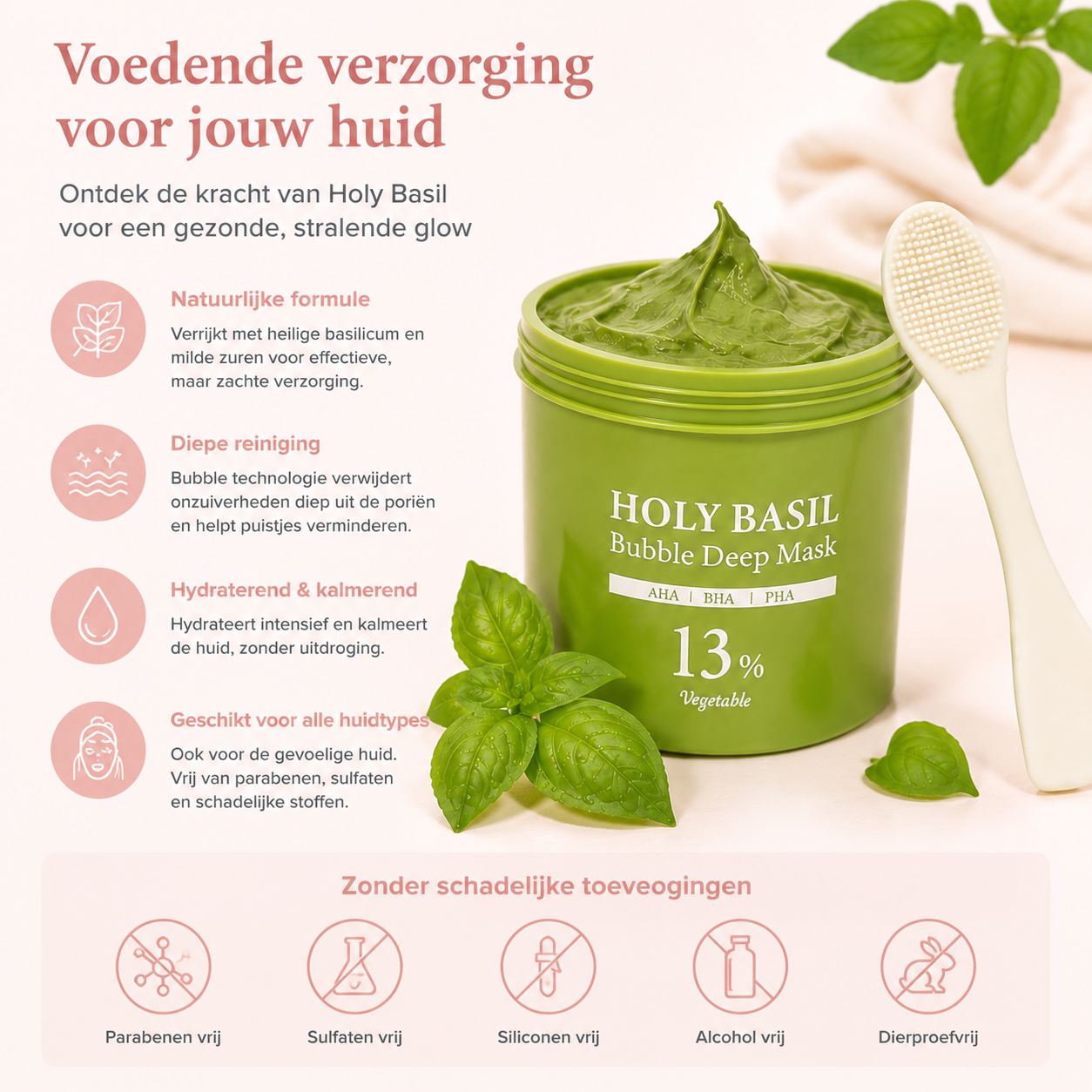 Fittershape Holy Basil Bubble Mask – zuiverend & kalmerend
