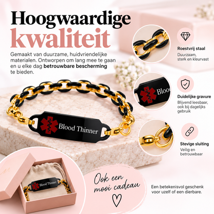 Fittershape Blood Thinner Medical Alert ID Bracelet – voor dames