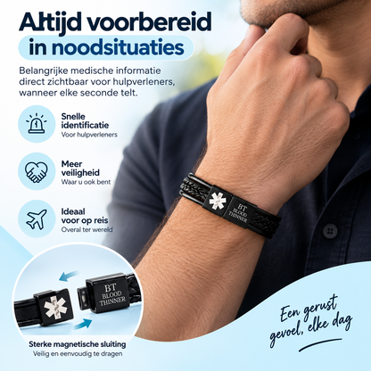 Fittershape Blood Thinner Medical Alert ID Bracelet – voor heren