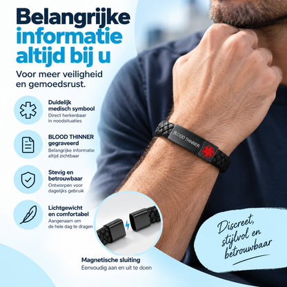 Fittershape Blood Thinner Medical Alert ID Bracelet – met magnetische sluiting