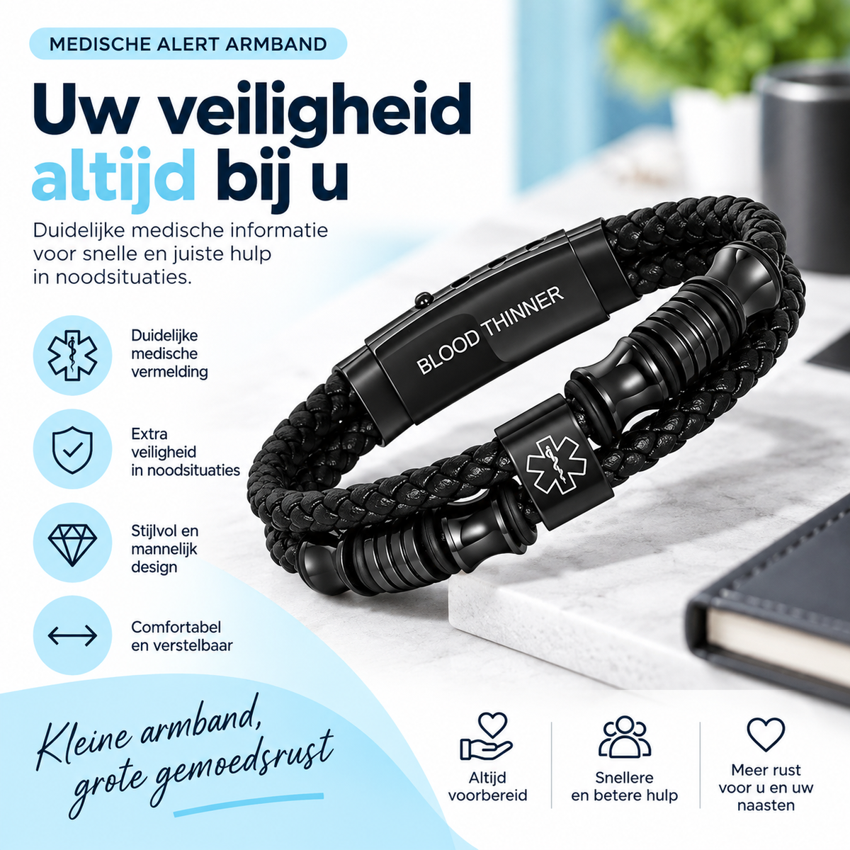 Fittershape Blood Thinner Medical Alert ID Bracelet – voor dames