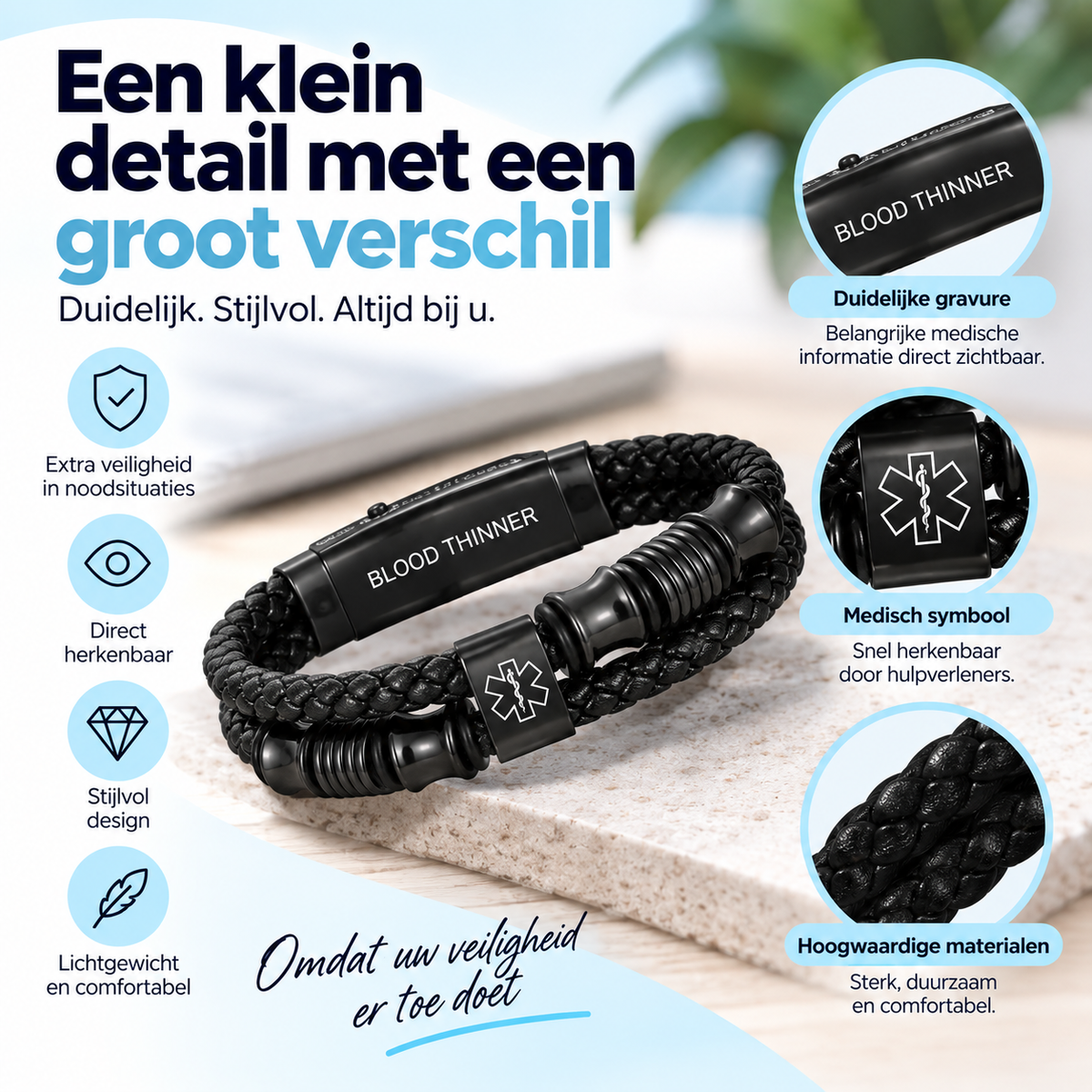 Fittershape Blood Thinner Medical Alert ID Bracelet – voor dames