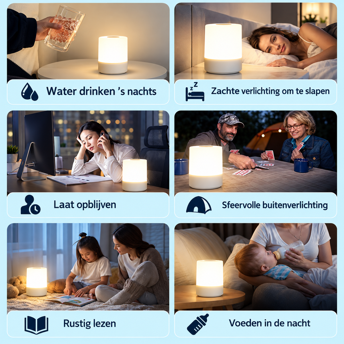 Fittershape LED Night Light – dimbaar & oplaadbaar voor het nachtkastje