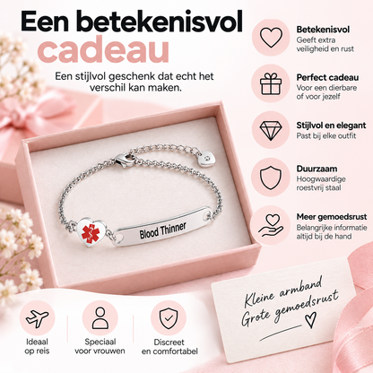 Fittershape Heart Medical Alert ID Bracelet – roestvrij staal voor dames
