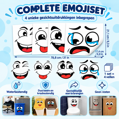 Fittershape Cartoon Face Stickers – zelfklevend & verwijderbaar