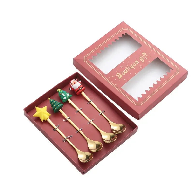 Kerst Bestek Set – Gouden Lepels en Vorken – Met Kerstfiguren