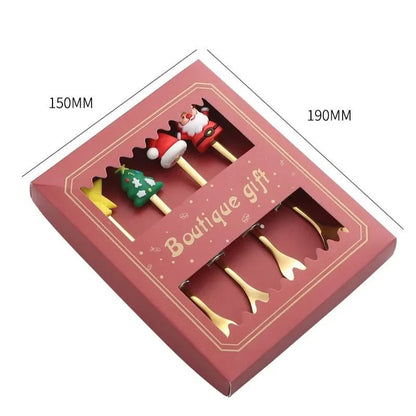 Kerst Bestek Set – Gouden Lepels en Vorken – Met Kerstfiguren