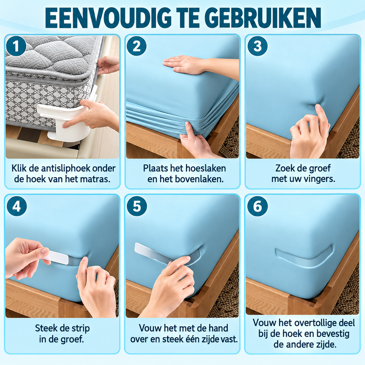 Fittershape No-Slip Bed Corner Clips – houdt uw hoeslakens op hun plek