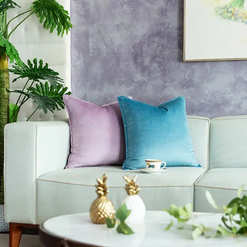 VelvetLux – Luxe Samt Kussenhoes met Flanellen Rand