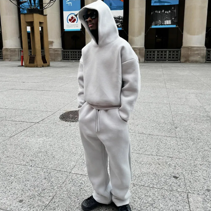 Heren Hoodie Set –– Effen Kleur – Zachte stof – Voor casual outfits