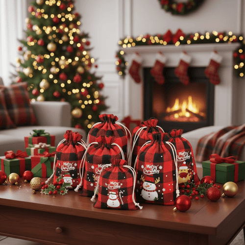 Kerst Cadeau verpakking zakjes – Set van 6 – Voor Kleine Cadeautjes en Sieraden