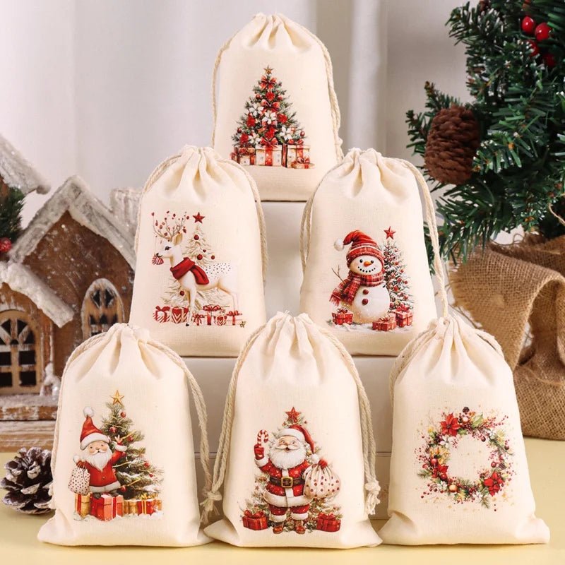 Kerst Cadeau verpakking zakjes – Set van 6 – Voor Kleine Cadeautjes en Sieraden