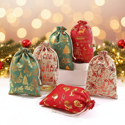 Kerst Cadeau Zakken – Set van 2 – Met Santa Thema