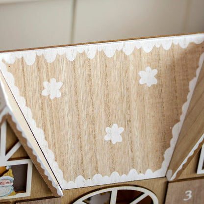 Kerst Adventskalender – Houten Huis – Met LED Verlichting – 24 Deurtjes
