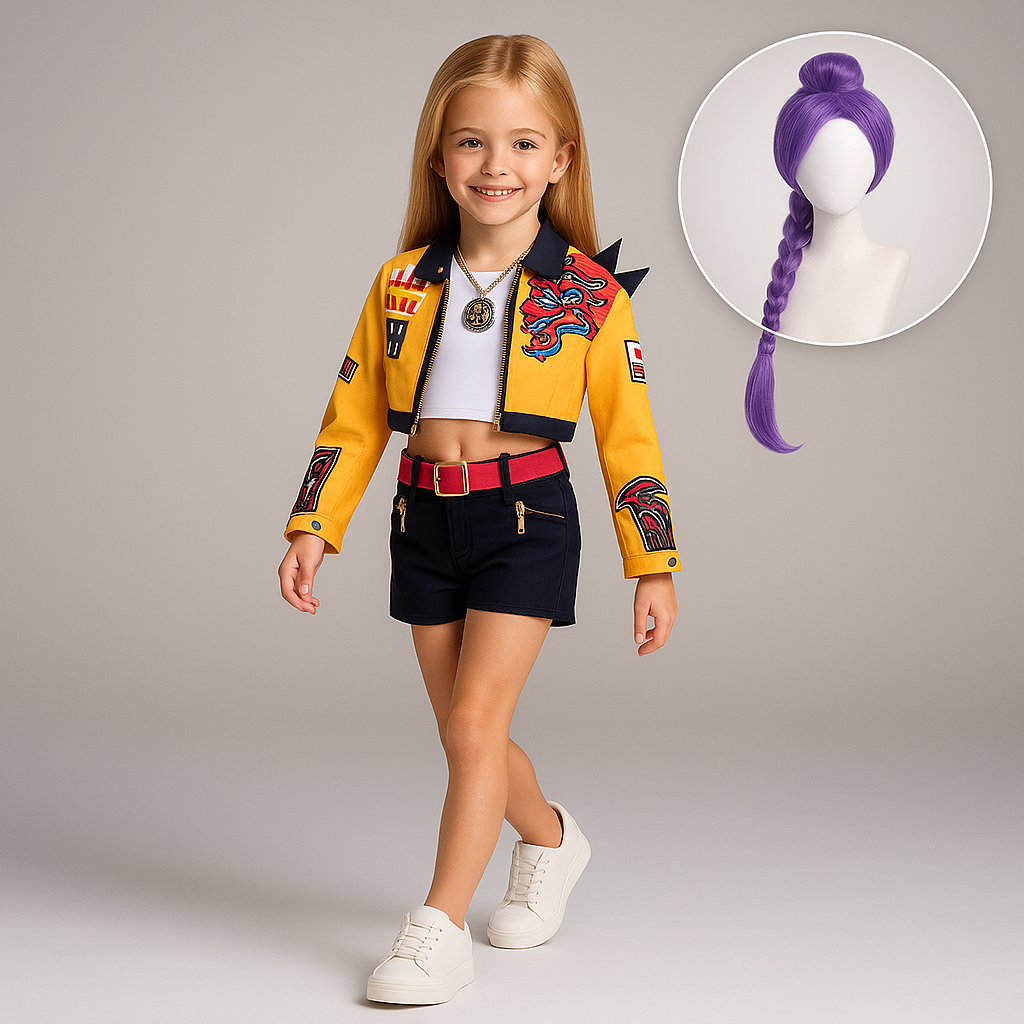 Kleurig Halloween Kostuum – Geel en Zwart – Voor Meisjes