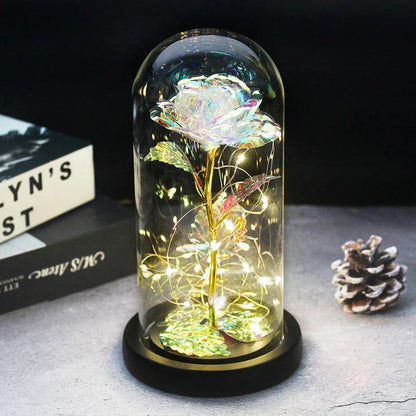 Verlichte Roos – Glazen Bedekking – Decoratie voor Huis en Geschenken