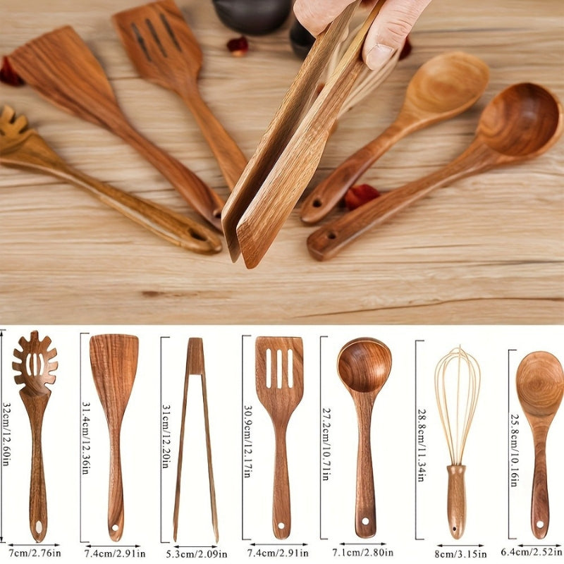 Houten Keukengerei Set – 7 Stuks – Voor Koken en Bakken