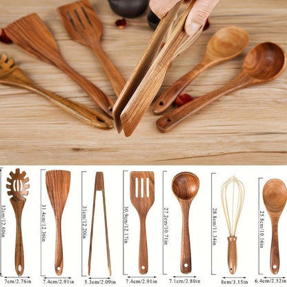 Houten Keukengerei Set – 7 Stuks – Voor Koken en Bakken