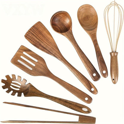 Houten Keukengerei Set – 7 Stuks – Voor Koken en Bakken