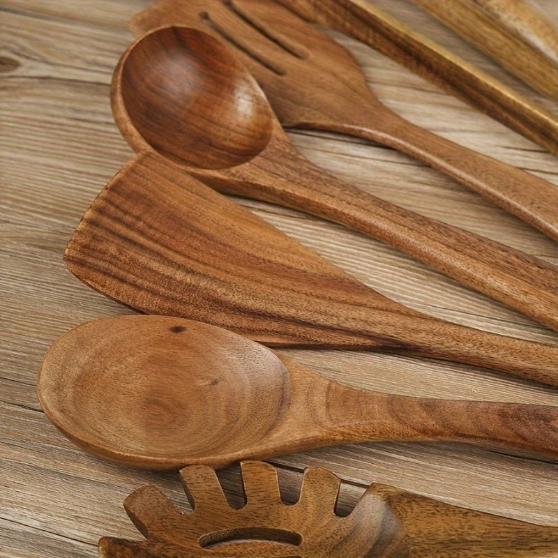 Houten Keukengerei Set – 7 Stuks – Voor Koken en Bakken