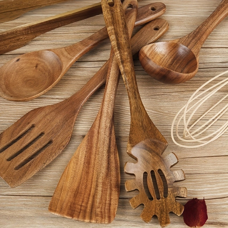 Houten Keukengerei Set – 7 Stuks – Voor Koken en Bakken