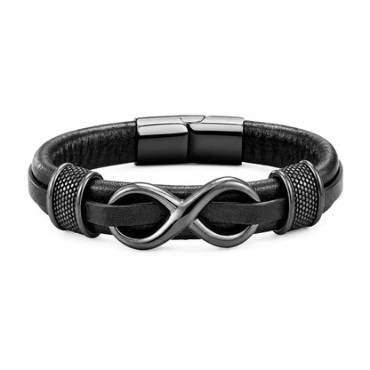Fittershape Endless Knot Armband – titanium staal & leer