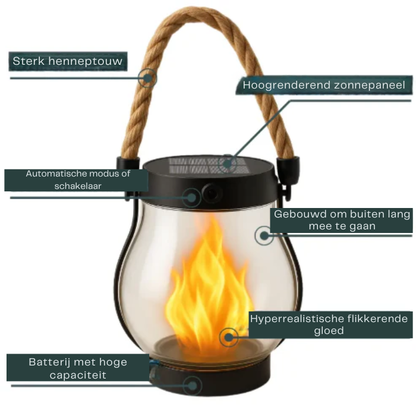 Zonne-energie lantaarn – Vlam effect – Waterdicht – Voor tuin & terras