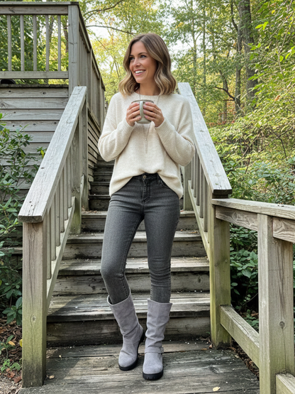 Dameslaarzen – Zwart Suède – Met Gesp – Winter Stijl