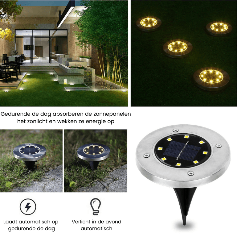 Zonne-LED Tuinlampen – Oplaadbaar – Set van 2 – Voor Tuin en Buitenruimte
