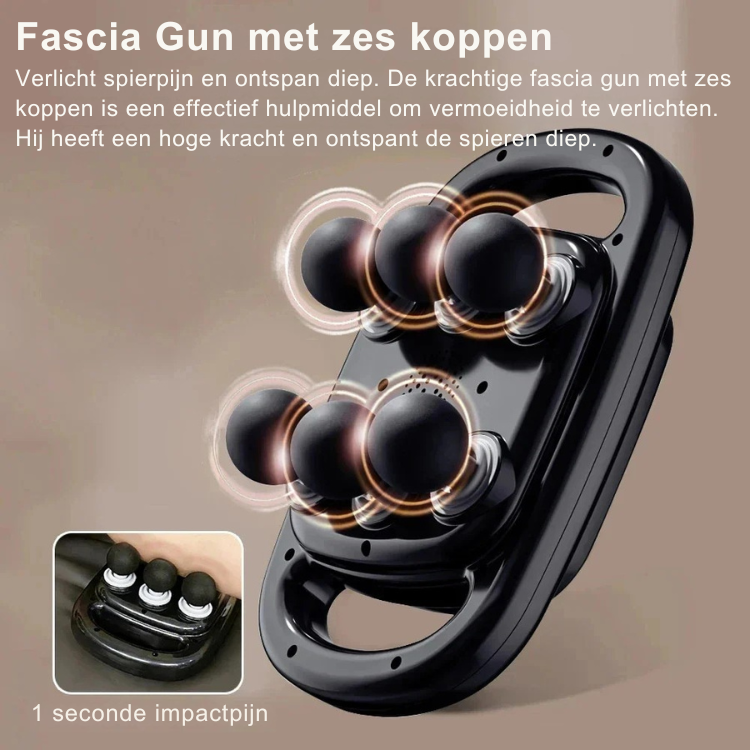Fascia Gun – Zes Massagerkoppen – Hoge Kracht – Voor Spierontspanning