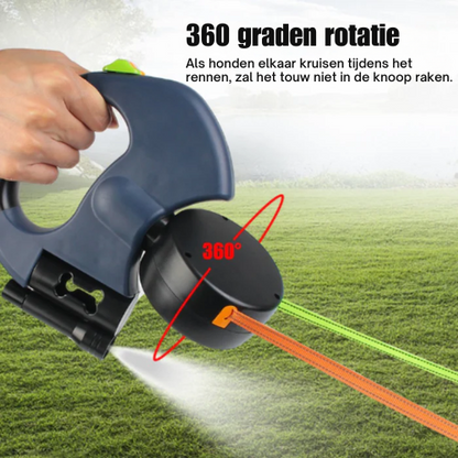 Dubbele Hondenriem – Verstelbaar – Automatische oprolmechanisme – Voor twee honden