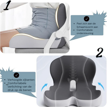 Zitkussen – Luchtdoorlatend – Verlicht rugpijn – Voor bureaustoelen en zitcomfort