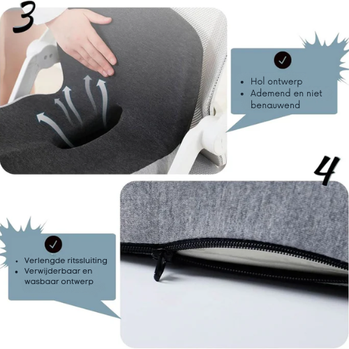 Zitkussen – Luchtdoorlatend – Verlicht rugpijn – Voor bureaustoelen en zitcomfort