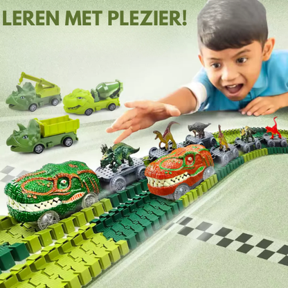 Dino Speelgoedset – Bouwbare Racebaan – Met Dino Voertuigen – Voor Kinderen