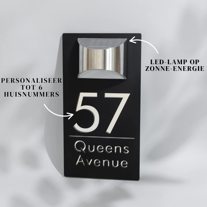 Adresbord met verlichting – Gepersonaliseerd – Zonne energie – Voor buitengebruik zonder kabels