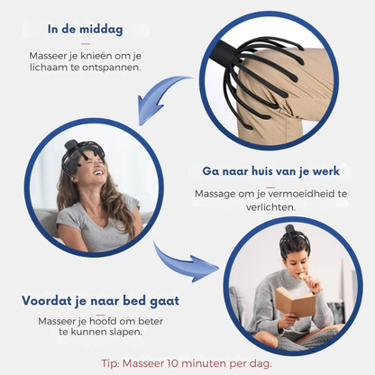 Hoofdmassageapparaat – 3D Vibratie – Verstelbaar – Voor hoofdhuid en ontspanning