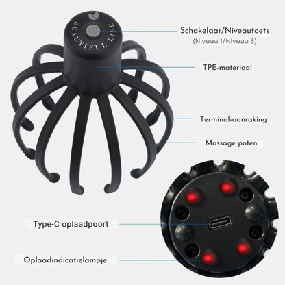 Hoofdmassageapparaat – 3D Vibratie – Verstelbaar – Voor hoofdhuid en ontspanning