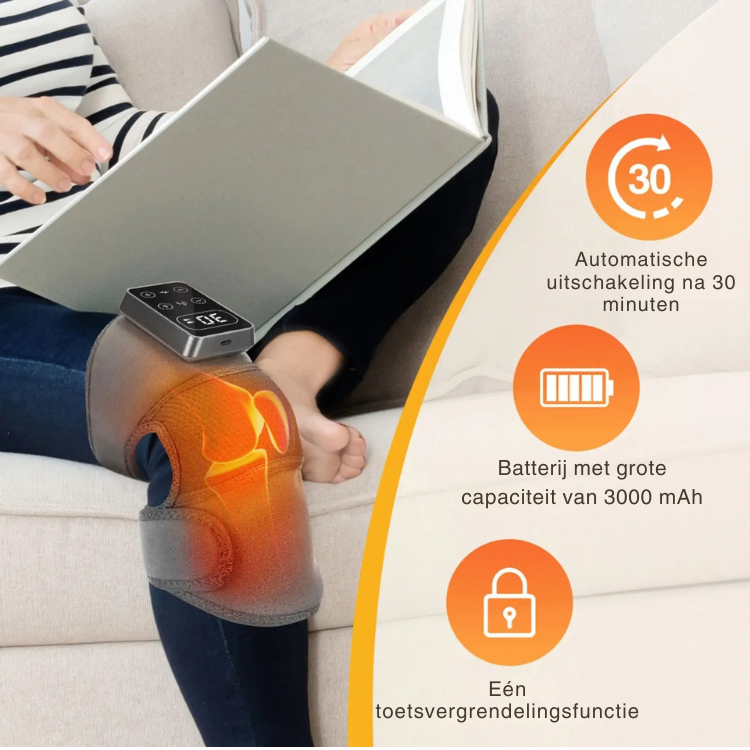 Verwarmingskniebrace – Vibratie – Verstelbaar – Voor knie- en spierherstel