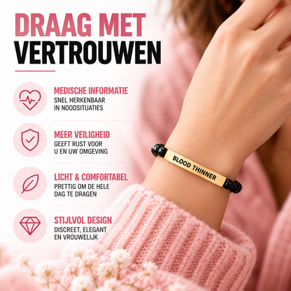 Fittershape Slim Black Blood Thinner Armband – voor dames