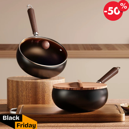 Wokpan met Houten Handvat – Duurzaam en Stijlvol – Voor Koken en Roerbakken