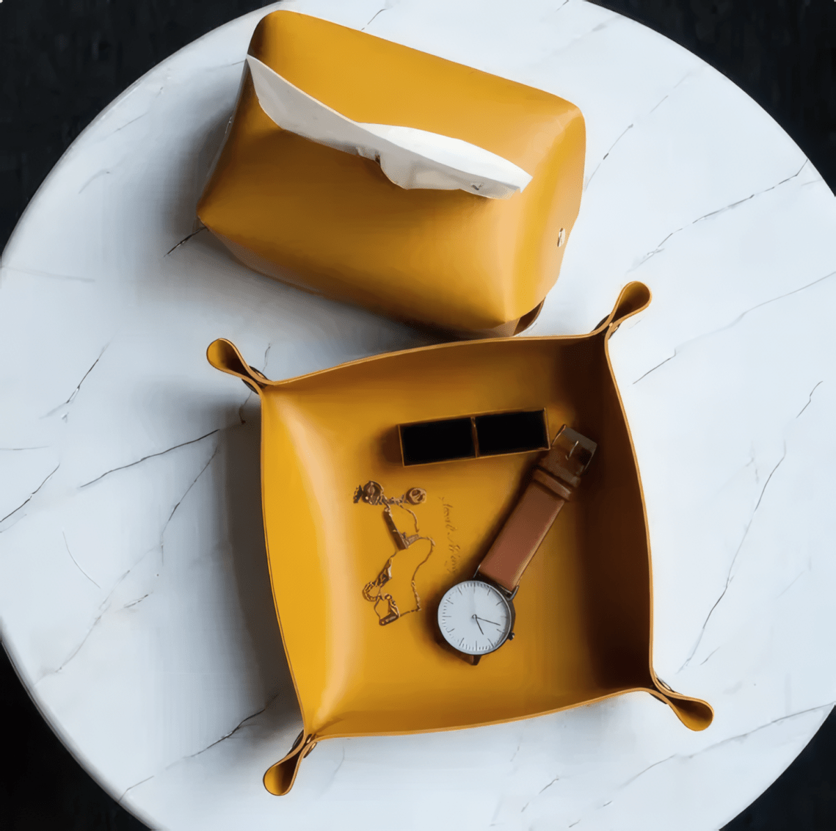 Lederen Opbergbakje – Multifunctioneel – Voor Woonkamer en Badkamer