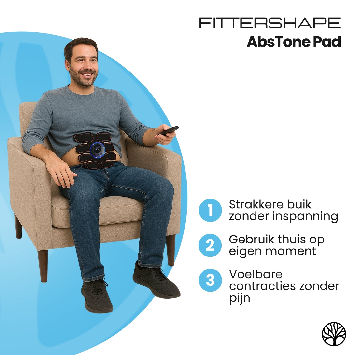 Fittershape AbsTone Pad | EMS Spiertrainer – Voor Een Sterkere Buik