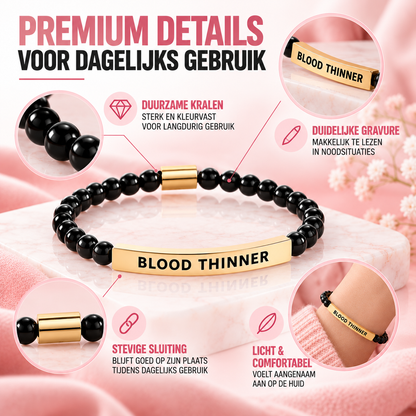 Fittershape Slim Black Blood Thinner Armband – voor dames