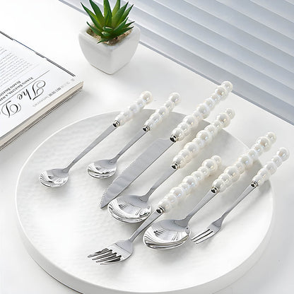 Bestekset met Parels – Elegante Handgrepen – RVS – Voor Diner of Feest